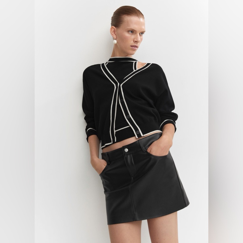 Mango Black faux leather Mini Skirt NWT - Picture 5 of 6